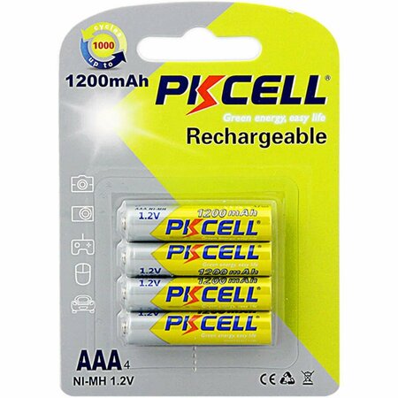 PKCELL 1.2V Rechargeable AAA Battery with 1200 mAh, 4PK PK130272